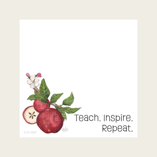 Sticky Notes w/ Original Apple Artwork and Inspiring Message for Teachers | 50 Sheets