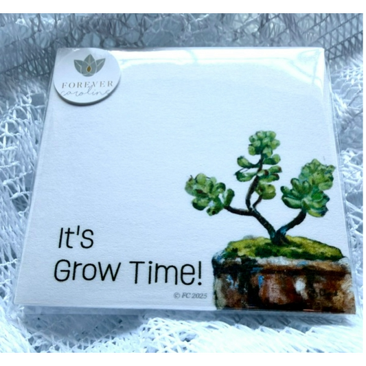Sticky Notes w/ Succulent Painting and "It's Grow Time" Message | 50 Sheets