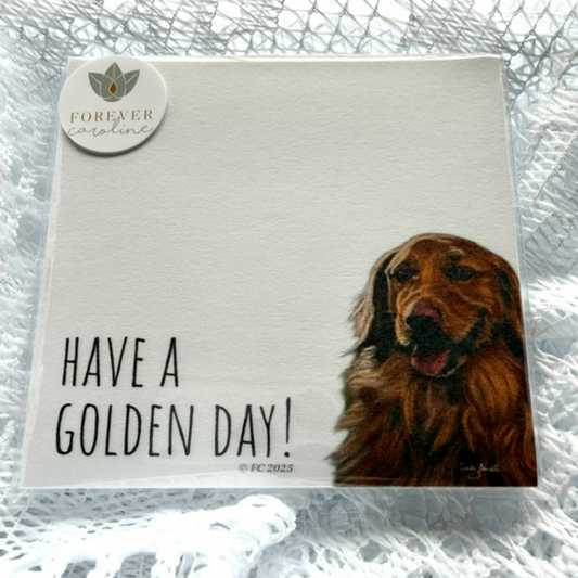 Sticky Notes w/ Golden Retriever Painting and "Have a Golden Day" | 50 Sheets