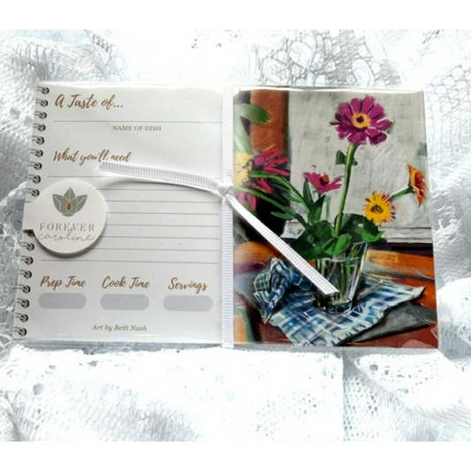 Recipe Cards Gift Set w/ Colorful Flowers Artwork | 10, 20 or 50 Cards