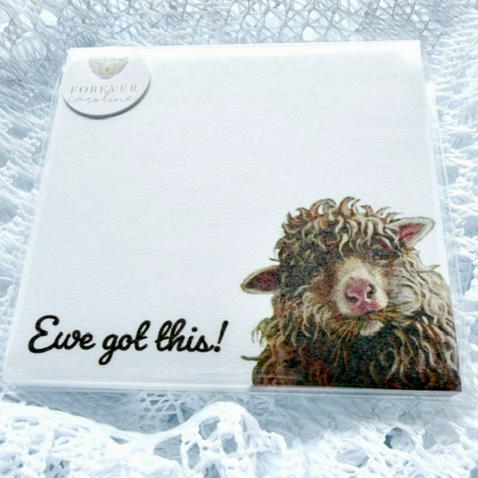 Sticky Notes w/ Fluffy Sheep Painting and "Ewe Got This" | 50 Sheets