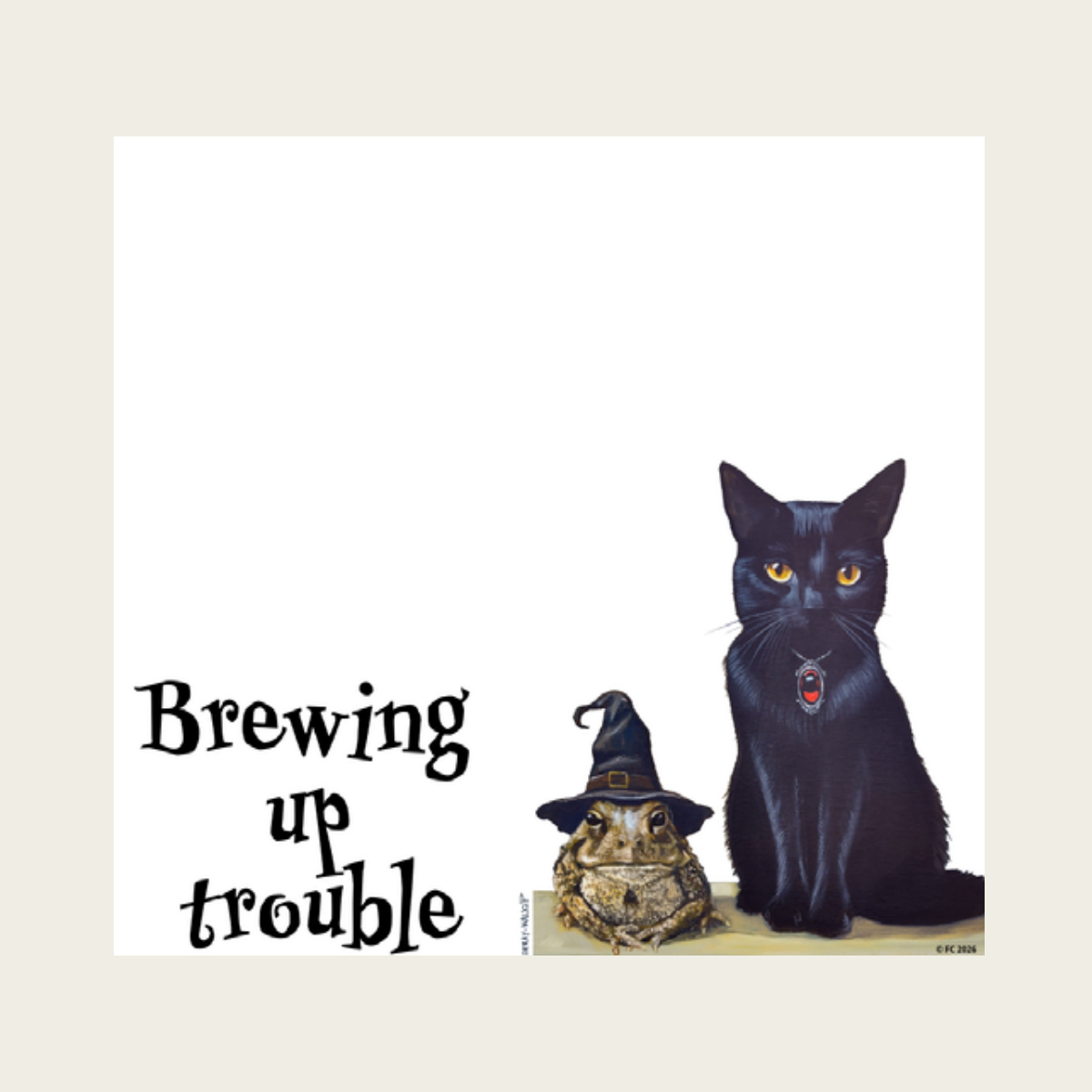 Sticky Notes w/ Witchy Cat and Toad Art - "Brewing Up Trouble"