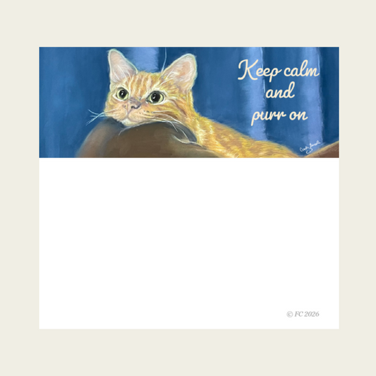 Sticky Notes w/ Orange Cat Painting and "Keep Calm and Purr On" | 50 Sheets