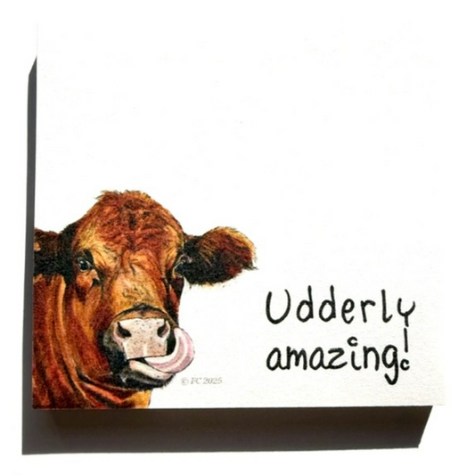 Sticky Notes w/ Cow Painting and "Udderly Amazing" Message | 50 Sheets