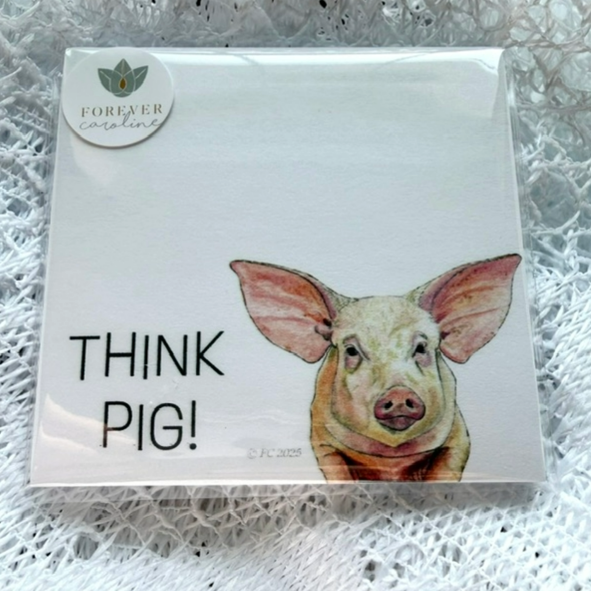 Sticky Notes w/ Pig Painting and "Think Pig!" Message | 50 Sheets