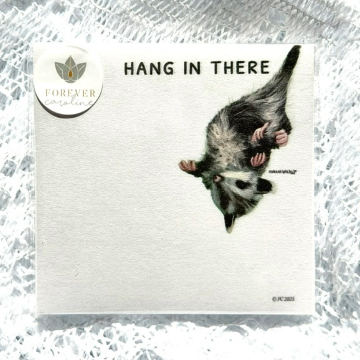 Sticky Notes w/ Whimsical Opossum Painting and "Hang in There" | 50 Sheets