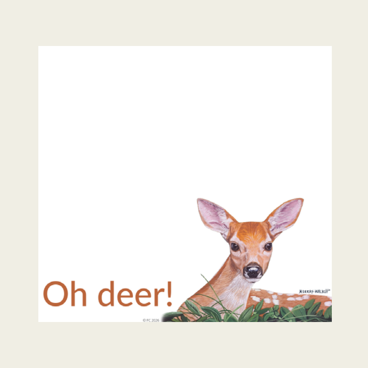 Sticky Notes w/ Resting Fawn - "Oh Deer!"