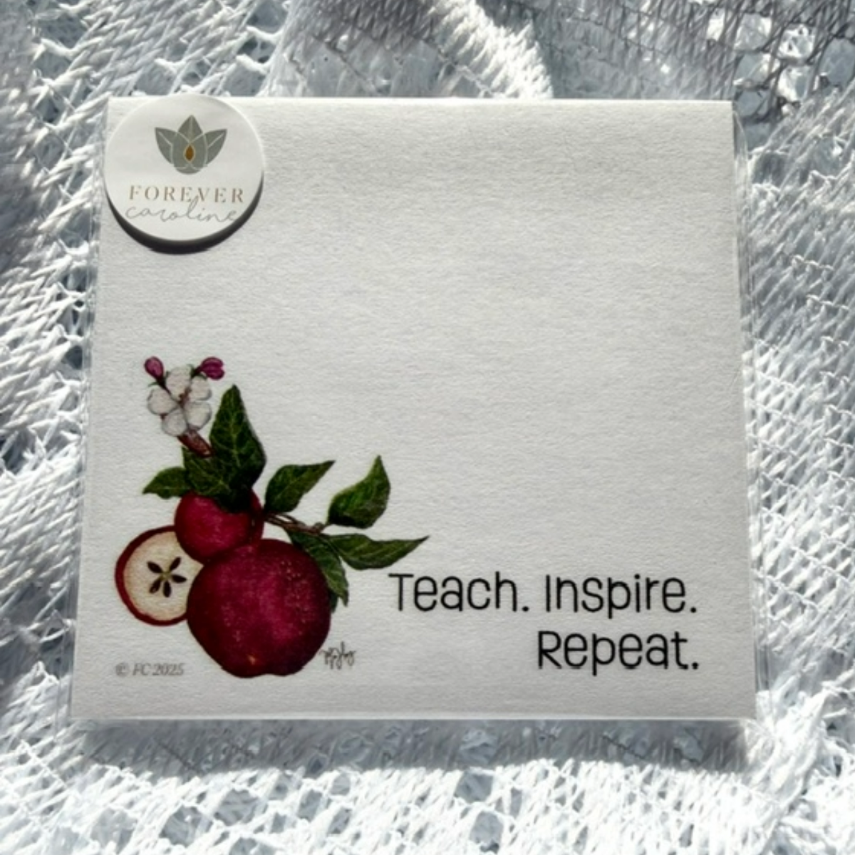 Sticky Notes w/ Original Apple Artwork and Inspiring Message for Teachers | 50 Sheets