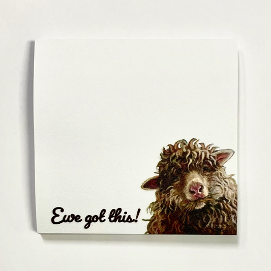 Sticky Notes w/ Fluffy Sheep Painting and "Ewe Got This" | 50 Sheets