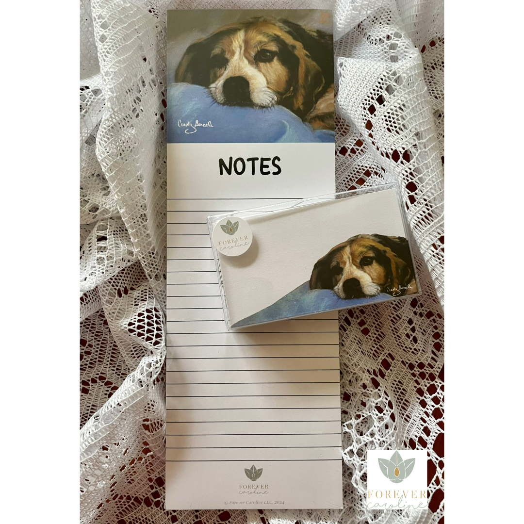 Magnetic Notepad w/ Beagle Dog Art | Cute Dog Memo Pad