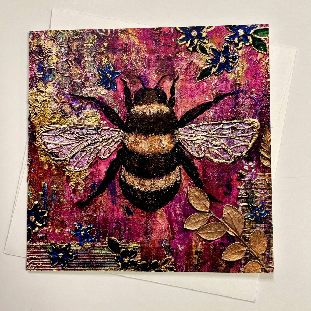 Elegant Bee All-Occasion Blank Single Notecard OR 4 Card Set
