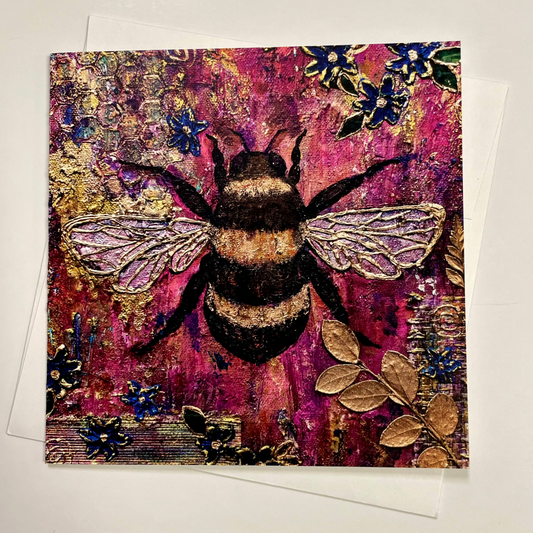 Elegant Bee All-Occasion Blank Single Notecard OR 4 Card Set