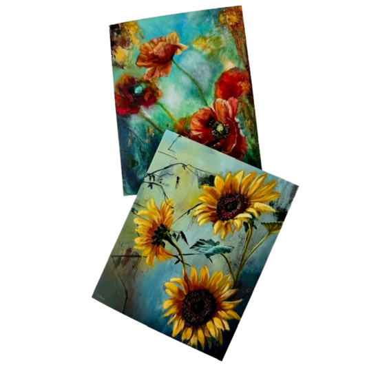Poppies & Sunflowers All-Occasion Blank Notecard Set | 4 Card Set