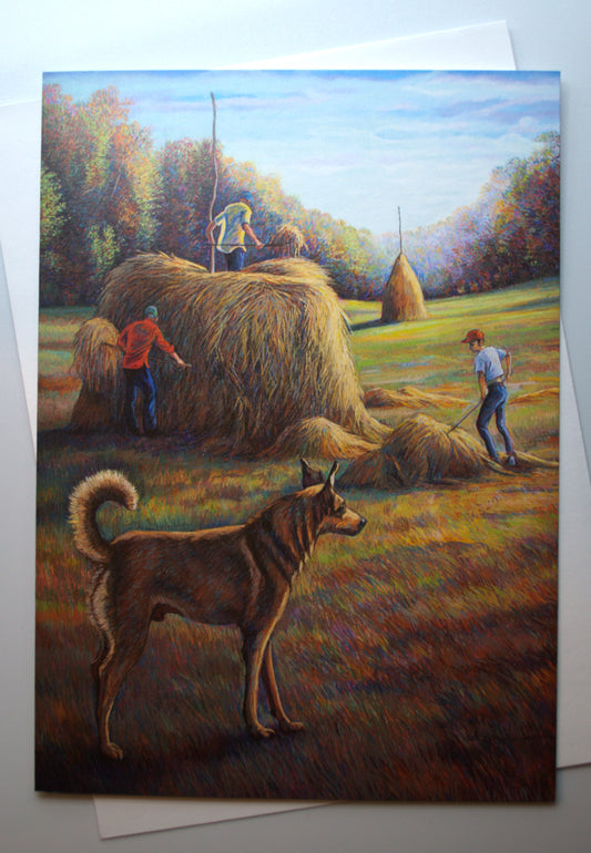 Crowder Hayfield with Dog Single Notecard