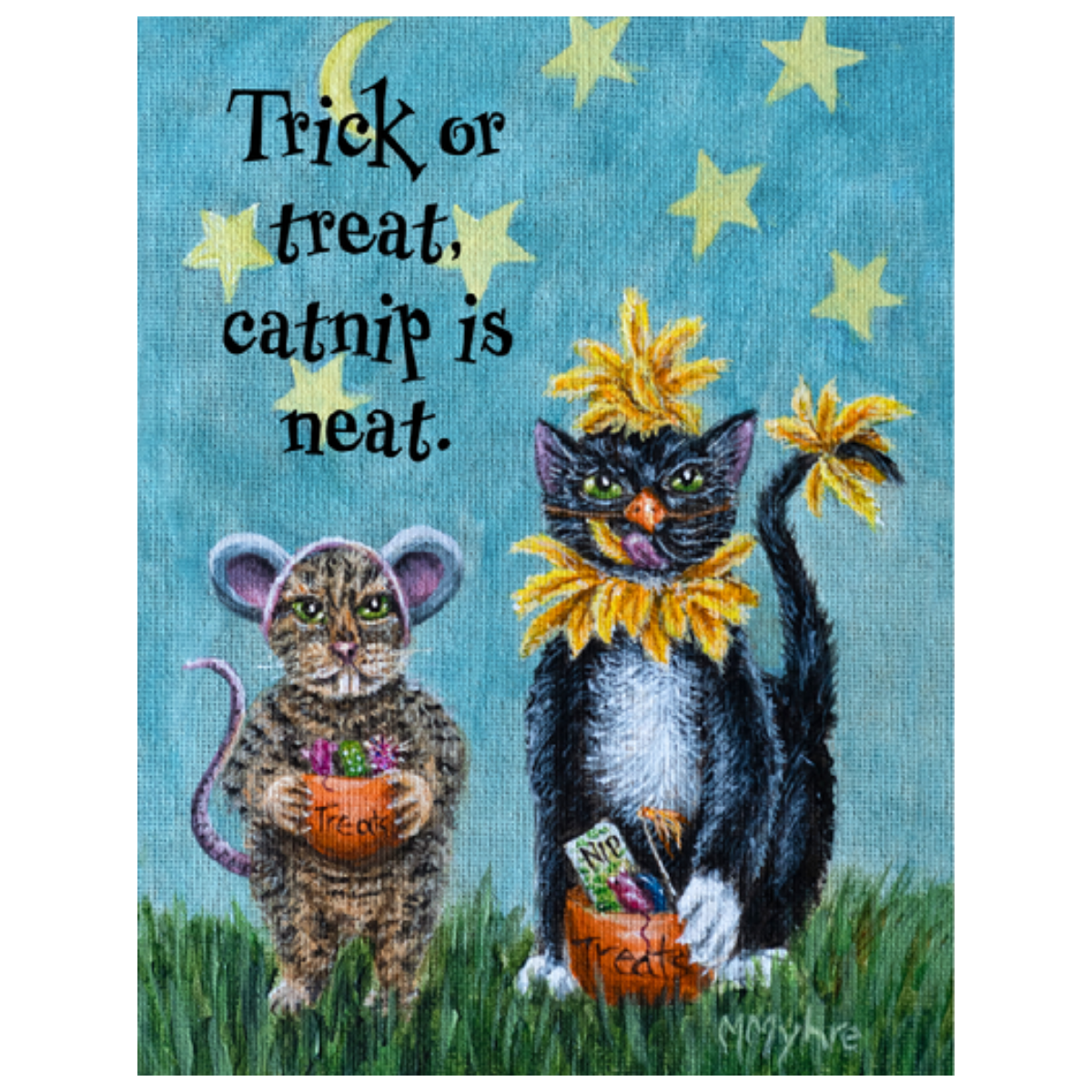 Halloween Cat "Trick or Treat, Catnip is Neat" Greeting Card
