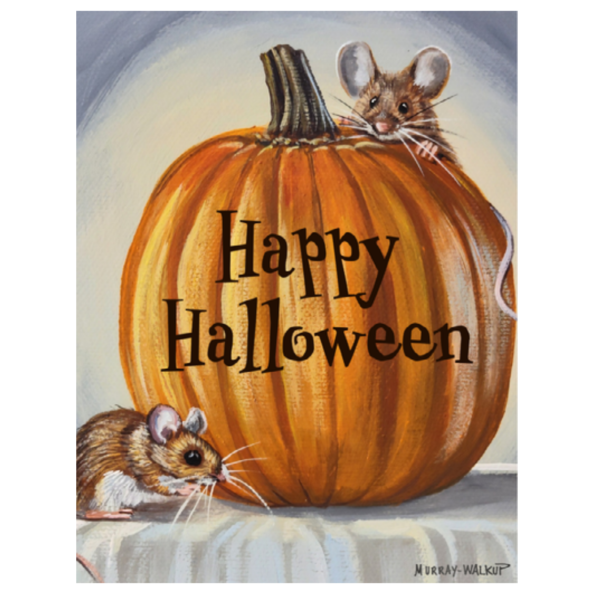 Halloween Greeting Card with Mice & "Happy Halloween" Message