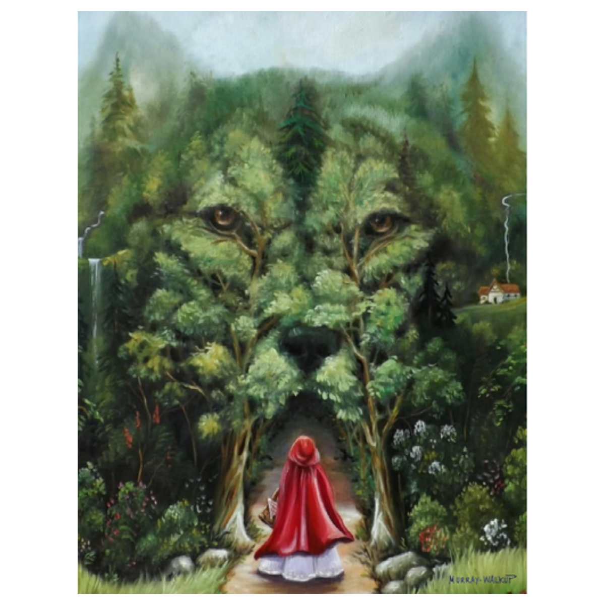 Fairy Tale Red Riding Hood & Wolf Illusion Fine Art Notecard