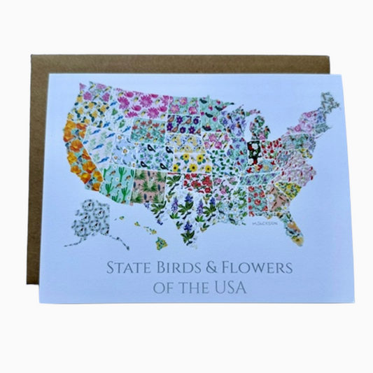 USA State Flowers and Birds Card