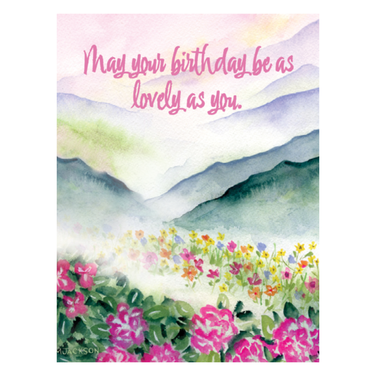 Wildflower Meadow and Mountain Birthday Greeting Card