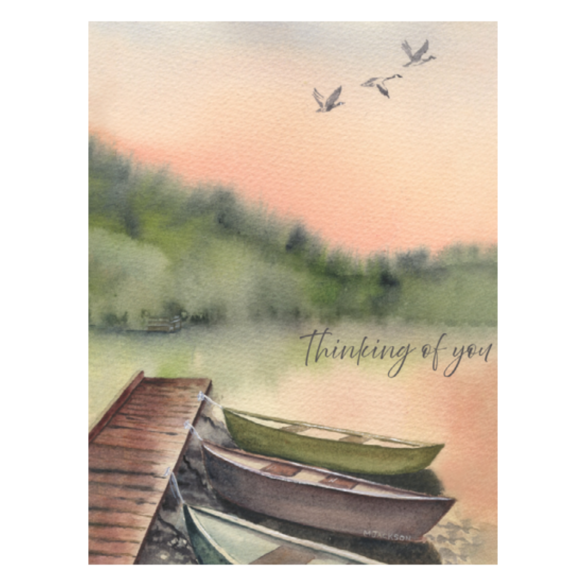 Lakeside at Sunset "Thinking of You" Greeting Card