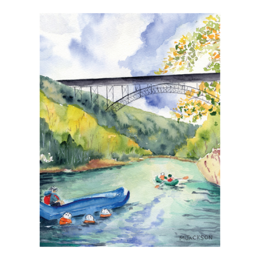New River Gorge Bridge Rafting Notecard| Single or Boxed Set of 4, 8 or 20