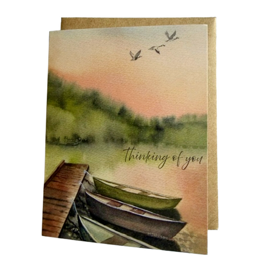 Lakeside at Sunset "Thinking of You" Greeting Card
