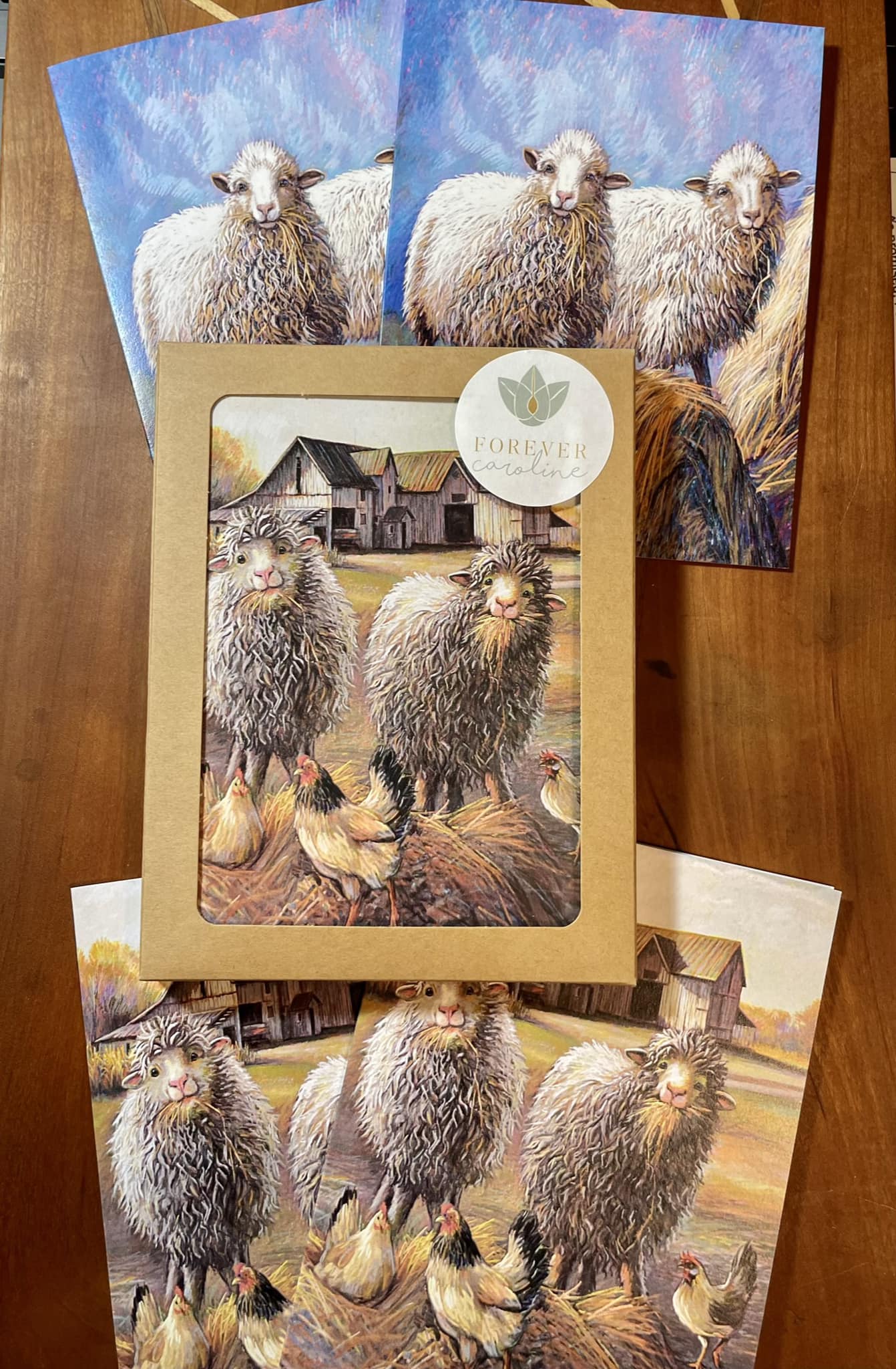 Crowder Sheep and Hens Notecard Set