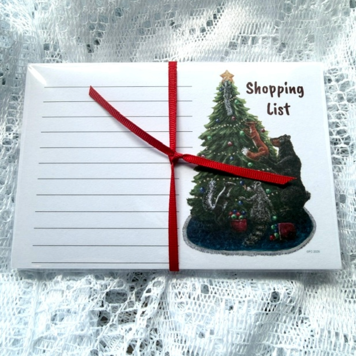 Holiday Shopping List Notepad | Wildlife Christmas Tree Artwork